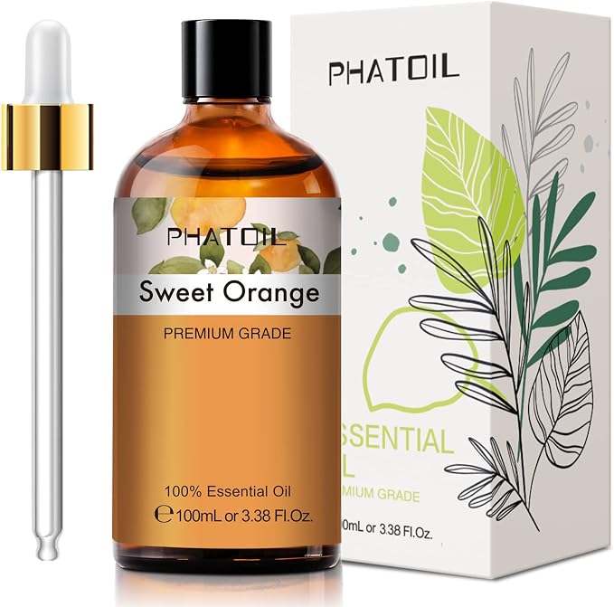 Sweet Orange Essential Oil, 3.38Fl.Oz PHATOIL Pure Essential Oil Singles for Aromatherapy Diffusers, Humidifiers, Great for DIY Candle and Soap Making, Gift for Friend