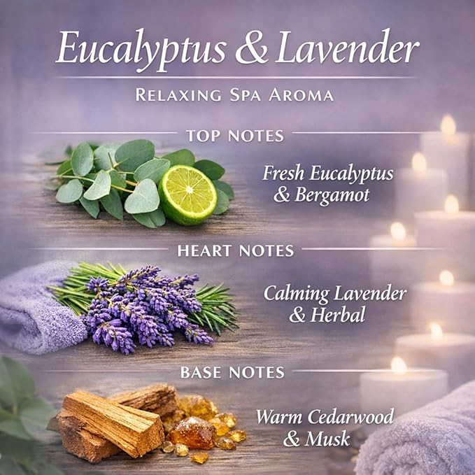Eucalyptus & Lavender Essential Oil Reed Diffuser - 3.34 Fl Oz, Luxury Hotel Collection Diffuser Oil Inspired by Ritz Carlton for Home&Office, Bedroom/Living Room Shelf Decor,Non-Toxic & Gift Ready
