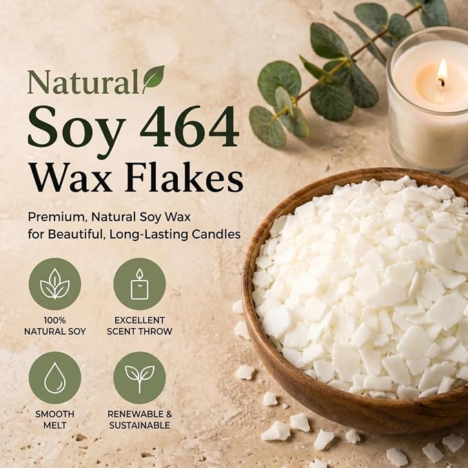 The Candlemaker's Store Natural Soy 464 Wax for Candle-Making: 10 lb Flakes, 115-120F Melt Point