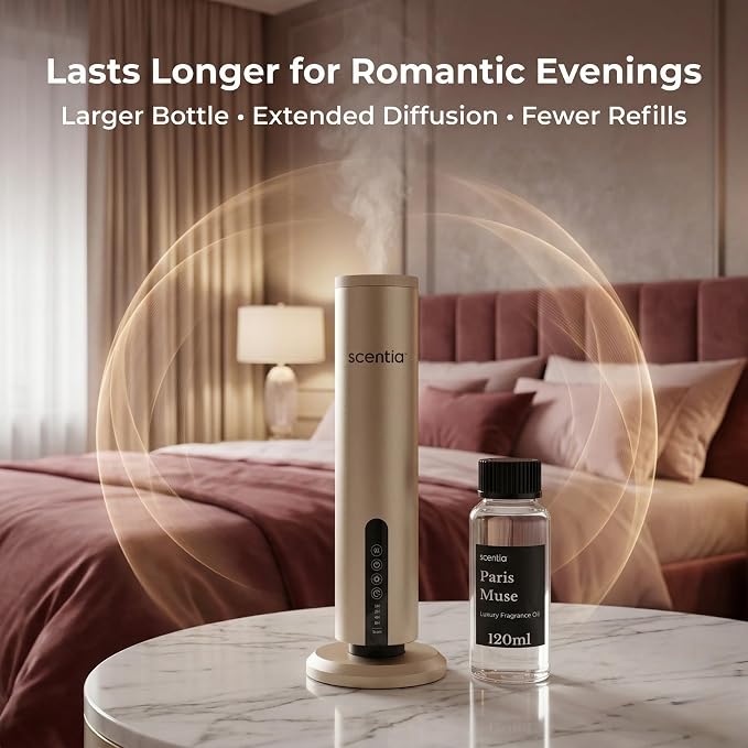 Scentia Paris Muse Diffuser Oil Refill – Hotel Fragrance Oil Inspired by Hotel Costes Paris – 120 mL – Rose, Sandalwood & Clove Long-Lasting Scent for Ultrasonic & Waterless Diffusers, Made in USA