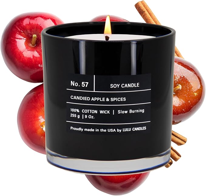 Lulu Candles | Candied Apples & Spices | Smells Sweet & Fruity | Luxury Scented Soy Jar Candle | Hand Poured in The USA | Highly Scented Long Lasting (9 Oz.)