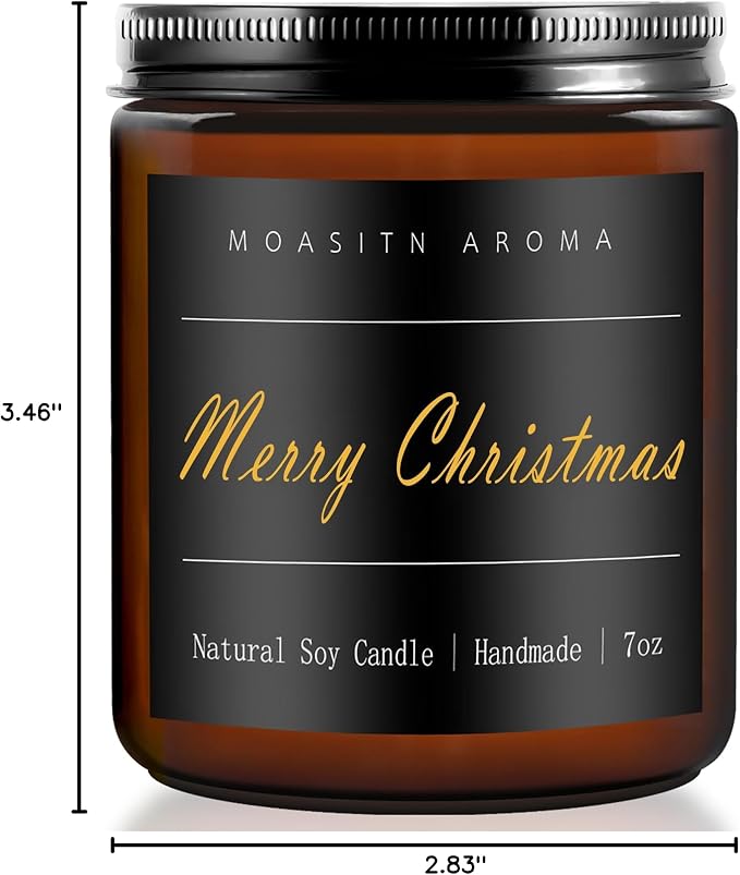 MOASITN Merry Christmas Scented Candles for Home|Cardamom,Cinnamon,Orange Scented Natural Soy Candle|Women,Men Jar Candel for Christmas,Winter,Relaxing|Longlasting Aromatherapy Candle|7oz
