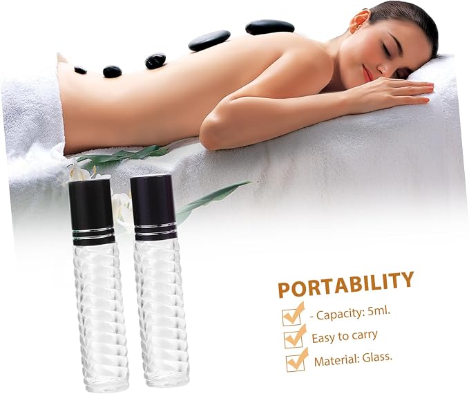 12pcs 5ml Glass Roll-on Bottles with Caps, Portable Mini Perfume and Essential Oil Roller Bottle Kit for Travel and Aromatherapy Use Random Color