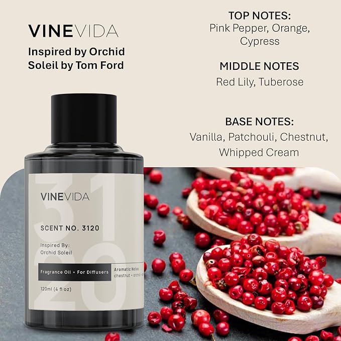 VINEVIDA [4 Oz] Inspired by: Orchid Soleil; Diffuser Oil Refill | Premium Scent Diffuser Oil for Home | Non-Toxic Fragrance