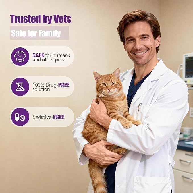 Cat Calming Pheromone Diffuser Kit (90-Day Supply) – 1 Diffuser + 3 x 48ml Refills – Helps Reduce Urine Spraying, Scratching & Fighting – Unscented Stress Relief for Single Room