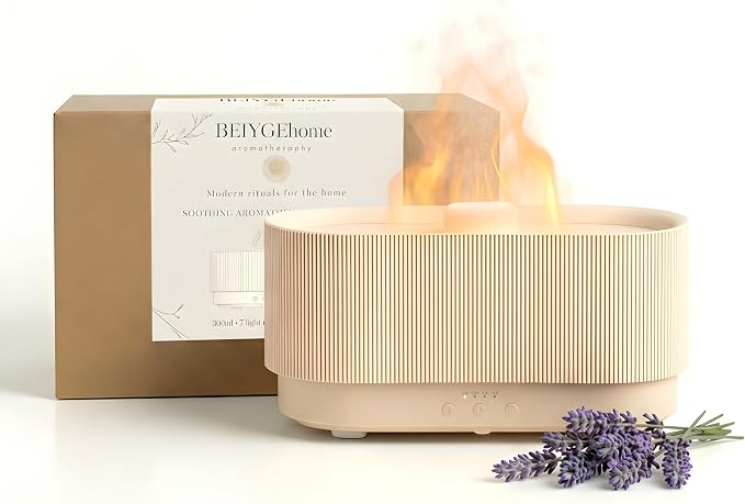 8 Colour Aromatherapy Diffuser, Essential Oil Diffusers for Home, Desk Humidifier, Flame Diffuser, Ultrasonic Diffuser, Aroma Diffuser for Home, Fire Diffuser 300ml