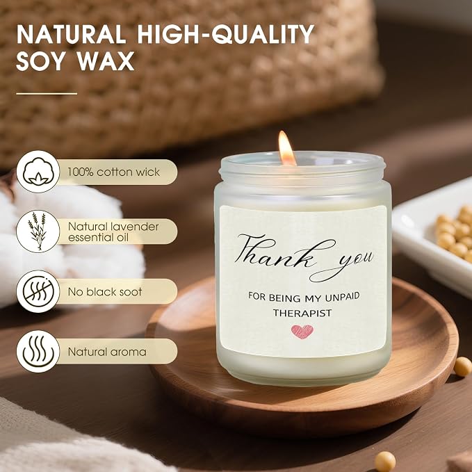 Best Friend Birthday Gifts for Women, Unique Friendship Therapist Gift for Besties Sister Mom Nurse Coworkers, Thank You Gifts for Teacher, Christmas Birthday Lavender Scented Soy Candles