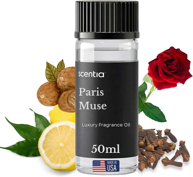 Scentia Paris Muse Hotel Scent Diffuser Oil – Luxury Fragrance Inspired by Hotel Costes Paris – 50 mL – Rose, Sandalwood & Clove Essential Oil Blend for Home, Office & Aromatherapy Diffusers