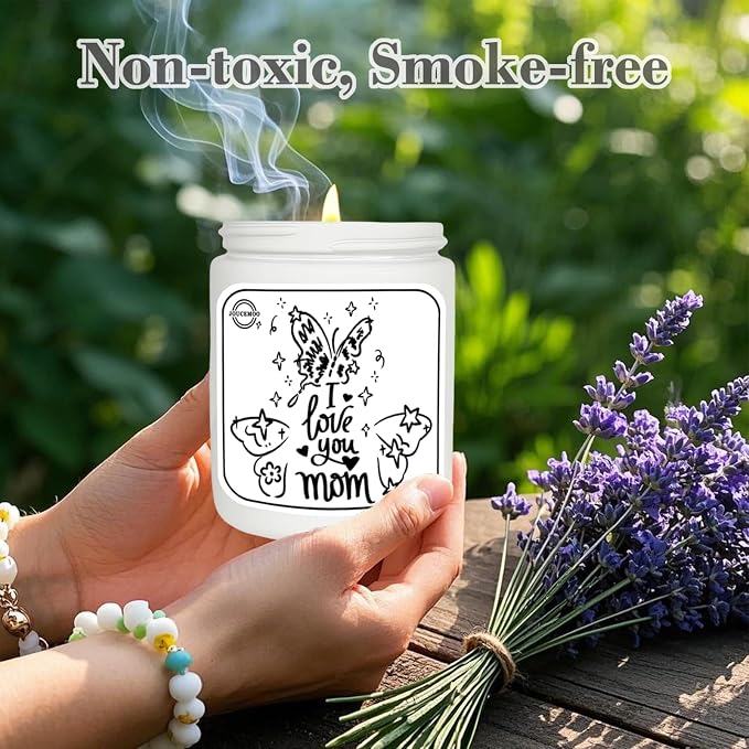 Gifts for Mom, Lavender Eucalyptus Scented Candles for Home Scented, Soy Wax Aromatherapy Candle, Non Toxic, 50 Hour Long Burning, Birthday, Thanksgiving, Mothers Day Gifts (I Love You Mom, Gold)
