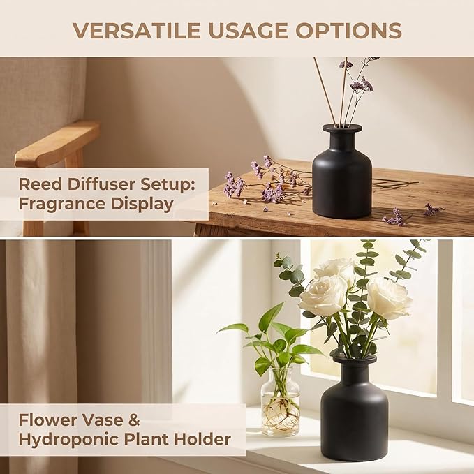 150ml 5oz Empty Glass Essential Oil Diffuser Bottle, Refillable Aromatherapy Fragrance Container, DIY Reed Diffuser Replacement Bottle for Home Office Decor