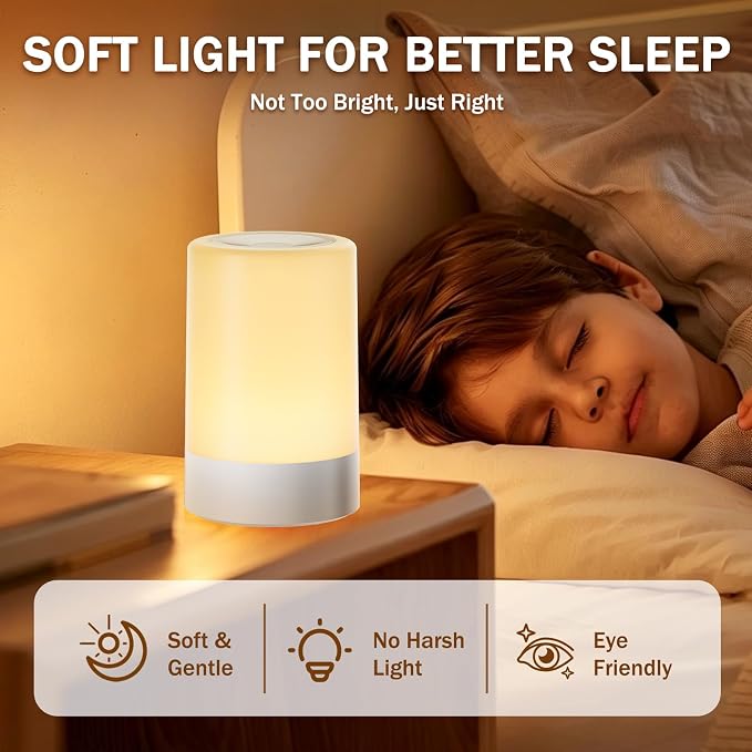 G Keni Nursery Night Light for Baby, Portable LED Touch Night Lamp for Kids and Adult, Breastfeeding, Sleep Aid, USB Rechargeable Nursing Lamp, Bedside Dimmable Warm Night Light, Soft Eye Caring