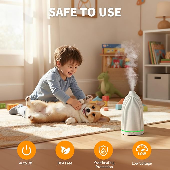 URPOWER 100ML Essential Oil Diffuser Ultrasonic Cool Mist Humidifier with 7 LED Lights, Timer & Auto-Off Quiet Aromatherapy Scent Diffuser for Home Bedroom Office Relaxation