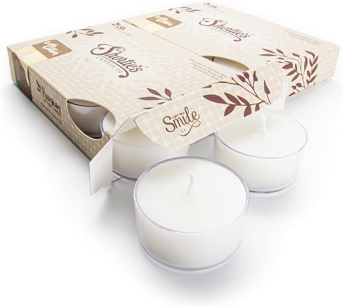 Cuddly Cotton Premium Tealight Candles Multi Pack - Highly Scented with Essential & Natural Oils - 12 White Tea Lights - Beautiful Candlelight - Made in the USA - Fresh & Clean Collection