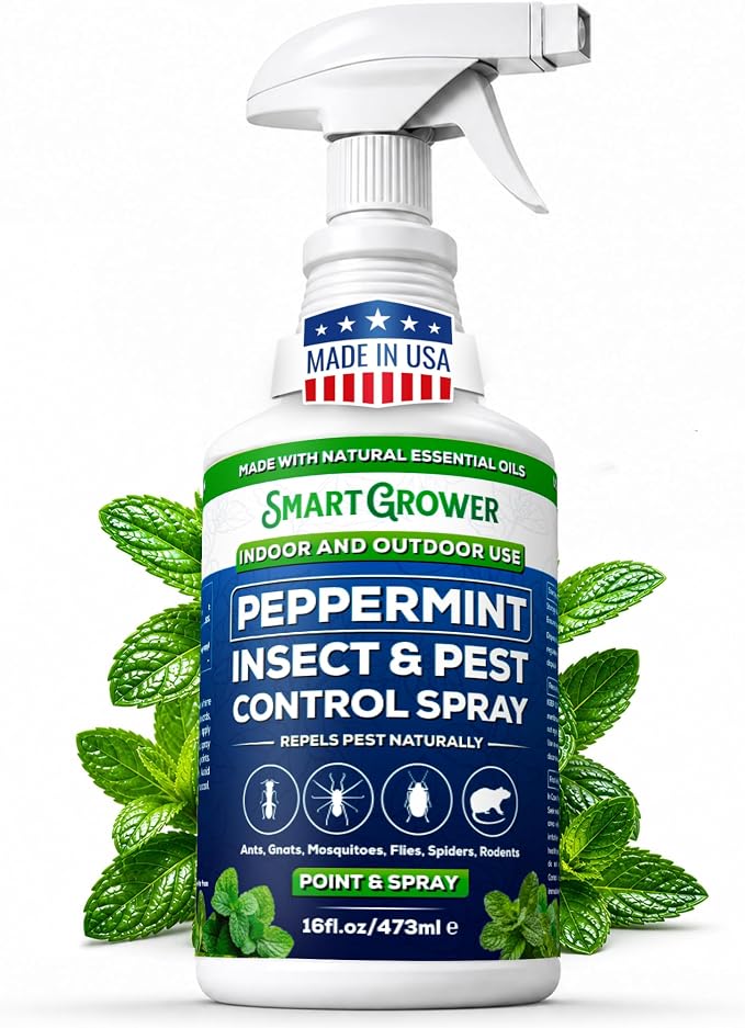 Peppermint Oil Spray for Insects, Pests, Rodents, Mice, Bugs, Spiders, Ants & Wasps - All Natural Pest Control Repellent for Home, Indoor, Outdoor, Garden, Maximum Strength, Ready-to-Use, 16 FL OZ
