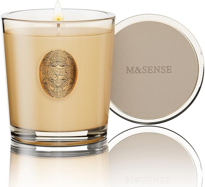 M&SENSE Natural Soy Candle | Cheer Champagne & Gold | 9.2 oz, 50H Burn Time | Luxury Scented Candle for Relaxation, Gifting, Home Décor | Ideal for Bedroom, Office, Party Ambiance