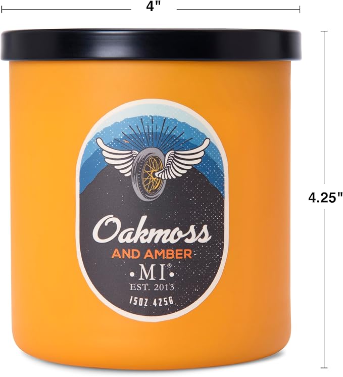 Manly Indulgence Oakmoss & Amber Scented Candles for Men, 2 Wick, 15 oz Premium Soy Blend Wax, 60H Burn, Candles for Home Scented – Made in The USA