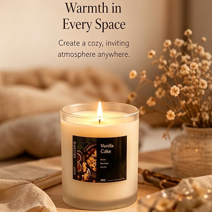 Natural Soy Wax Vanilla Cake Candle, 50 Hour Clean Burning Gourmand Aromatherapy Candle for Relaxation, Home, Spa, Yoga, Bedroom & Holiday Gifts Sweet Gourmand Aromatherapy Candle
