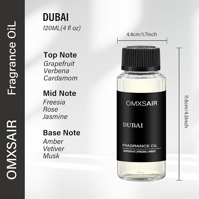 Luxury Hotel Scent Dubai Oil Diffuser Refill Kit | Long Lasting Essential Oil for Large Room, HVAC & Car Waterless Fragrance Diffusers| Nanotech Formula| Spa Calming Aromatherapy Oil (120ml/4.1 FL oz)