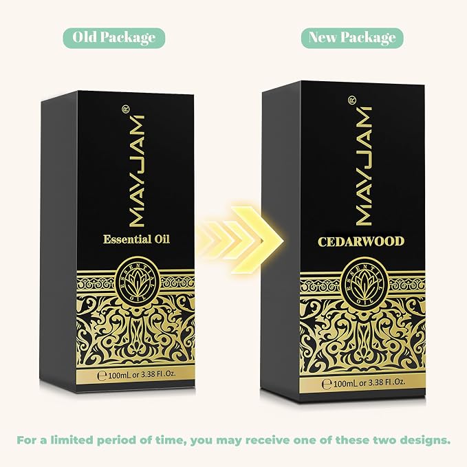 Cedarwood Essential Oil 100ML/3.38FL.OZ, MAYJAM Premium Grade Cedarwood Oil Essential Oils with Glass Dropper, Great for Aromatherapy Diffuser and DIY Soap Making