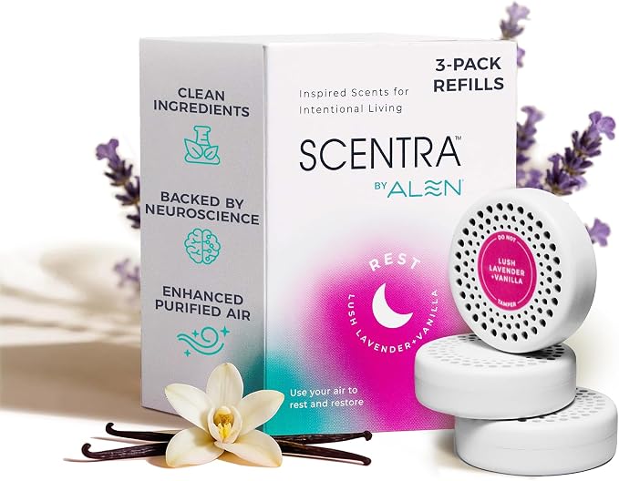 Scentra REST Air Purifier Scent Refill - 3 Months Supply, for Air Purifiers - Lavender, Sage & Vanilla, Supports Relaxation & Better Sleep, Designed for Rest & Restore