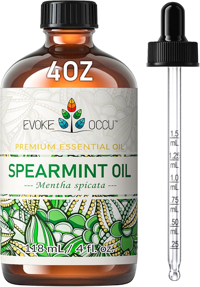 EVOKE OCCU Spearmint Oil for Inhibit Facial Hair Growth, Air Freshening, Added to Creams & Lotions - 4 Fl Oz