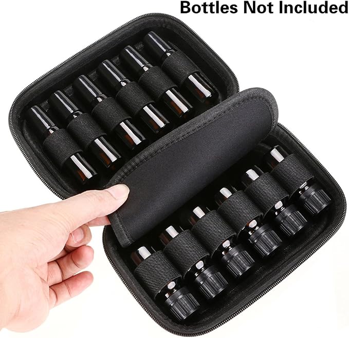 Hipiwe Hard Shell Essential Oil Carrying Case Holds 12 Bottles (Can hold 5ml, 10ml, &10ml Rollers) Travel Size Essential Oils Bag Organizer Perfect for Essential Oils Bottle (Purple)