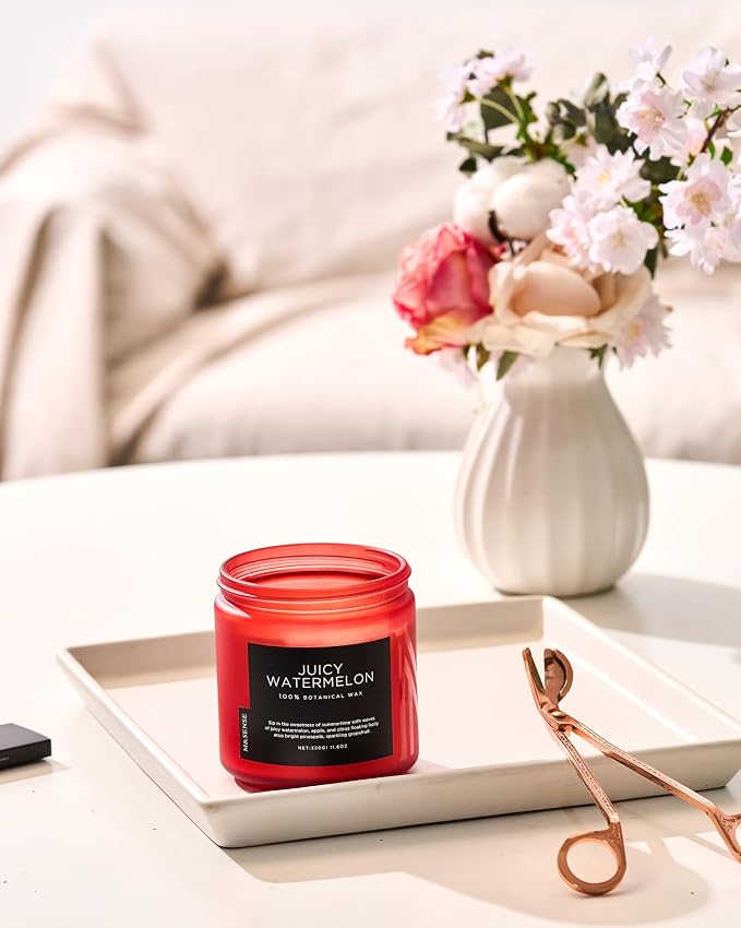 M&SENSE Juicy Watermelon Scented Candle - 11.6oz Clean Non Toxic Natural Soy Wax 70-Hour Burn Long Lasting Candle, 2-Wick Fruit Scent for Home Decor & Housewarming Gifts - Fragrance for Women & Men