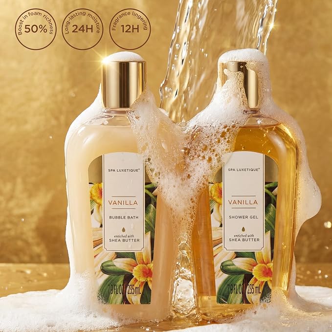 Spa Luxetique Gifts for Women, 15pcs Vanilla Gift Baskets for Women, Luxury Spa kit with Bath Bombs, Body Lotion, Birthday Gift for Her Christmas Mothers Day Gifts for Women