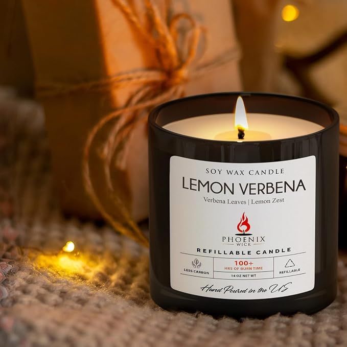 Phoenix Wick Candle Making Kit - New Soy Wax & Wick for Your Luxury 14oz Candle Jar - Adds 100 Hours Burn Time (Lemon Verbena)