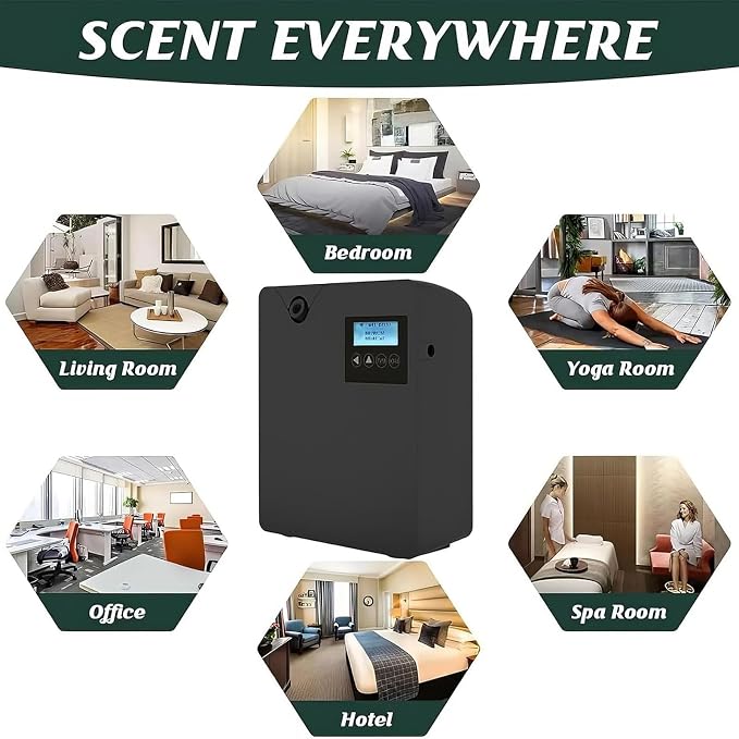 300 Ml Smart Scent Air Machine, Bluetooth and Wi-fi Control, Waterless Essential Oil Diffuser with Nebulising Technology, 2000 Sq Ft Coverage HVAC Scent Diffuser, for The Home, Hotels and Spas