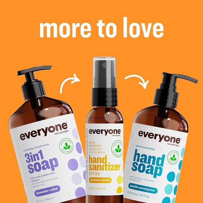 Everyone Liquid Hand Soap, 12.75 Ounce (Pack of 3), Apricot and Vanilla, Plant-Based Cleanser with Pure Essential Oils