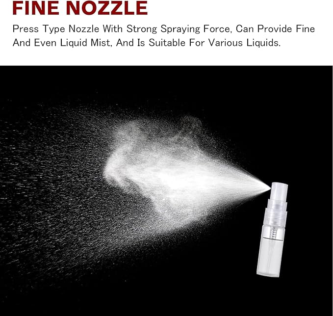 Mini Spray Bottle, Clear Plastic Empty Sample Containers, Fine Mist Perfume Travel Refillable Spray Bottle Perfume Atomizer Small Portable Bottle for Cleaning, Travel, Essential Oils(120, 2ml)