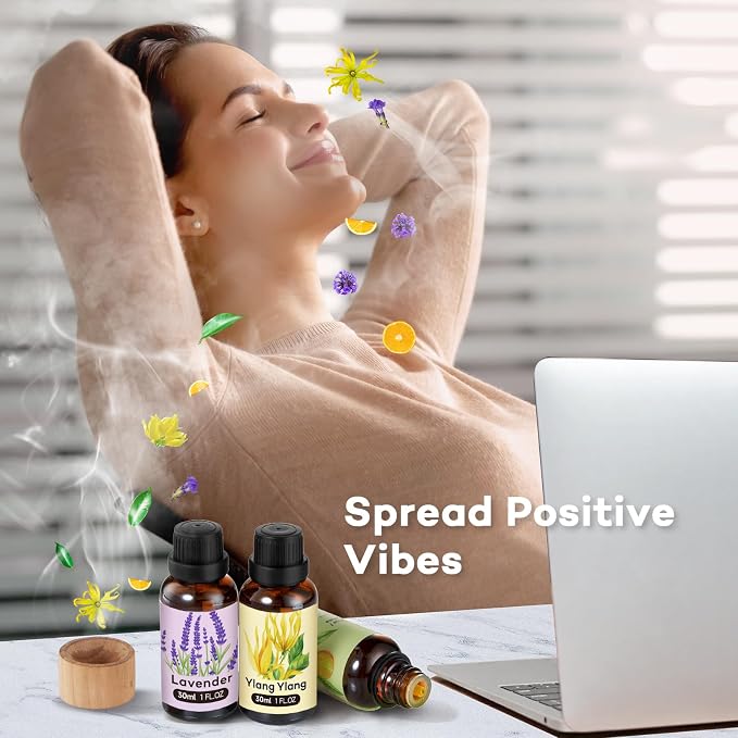 Umisleep High-Potency Essential Oils Set for Better Sleep & Relaxation - Long-Lasting Essential Oils for Diffusers, Aromatherapy, Humidifiers, Lavender, Sweet Orange, Ylang-Ylang, 3 x 30 ml, Gift Set