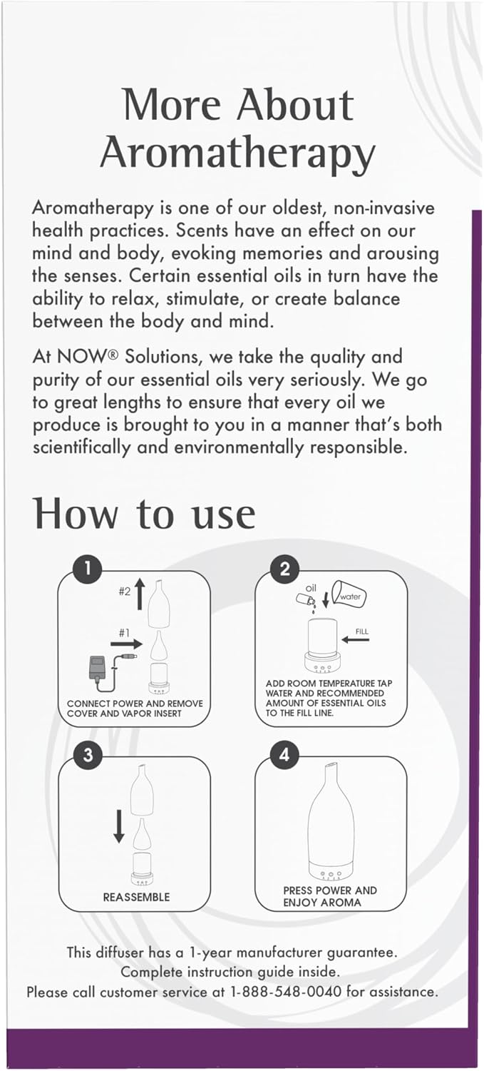 NOW Foods Essential Oils, Ultrasonic Ceramic Stone Oil Diffuser, Extremely Quiet, Easy To Clean