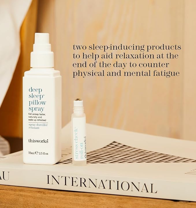 This Works Deep Sleep Pillow Talk Set – Natural Sleep Remedy Duo with Lavender, Camomile & Vetivert – 75ml Pillow Spray & 5ml Stress-Check Roll-On ($42 Value Set)