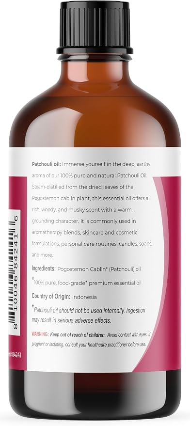 Viva Doria Patchouli Essential Oil, 100% Pure, Natural Essential Oil, Undiluted, for Aromatherapy | Food Grade, 118 mL (4 Fluid Ounce) ASIN