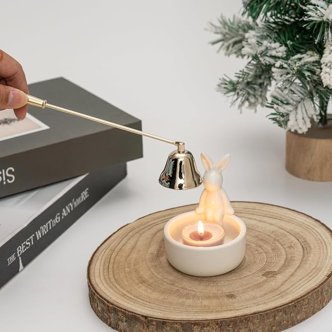 3 in 1 Candle Accessory Set,Large Candle Wick Trimmer Snuffer Extinguisher Dipper with Long Handle,Polished Stainless Steel Candle Wick Scissor Cutter Clipper Kit (Golden)