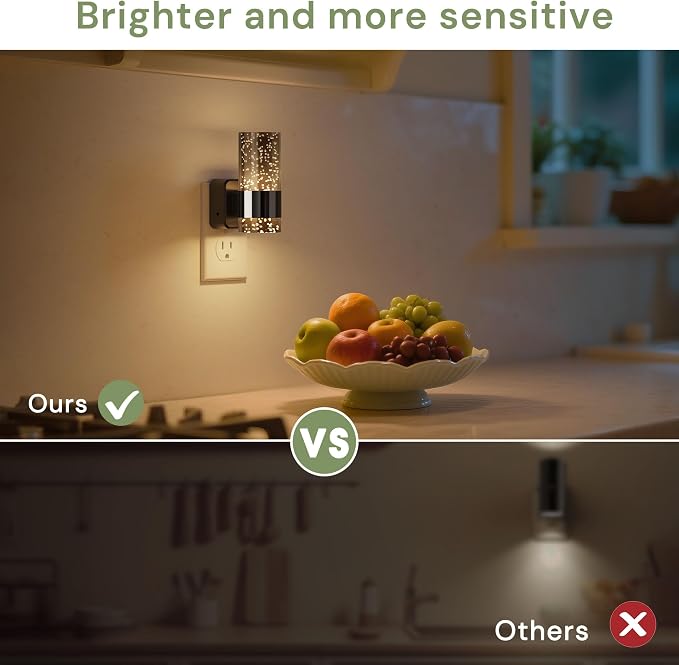 L LOHAS LED Night Lights Plug into Wall, 2 Pack Acrylic Bubble Night Light,Dimmable Nightlight with 0-100 LM, 3000K Plug in Night Light with Dusk to Dawn Sensor, for Bathroom Hallway Bedroom