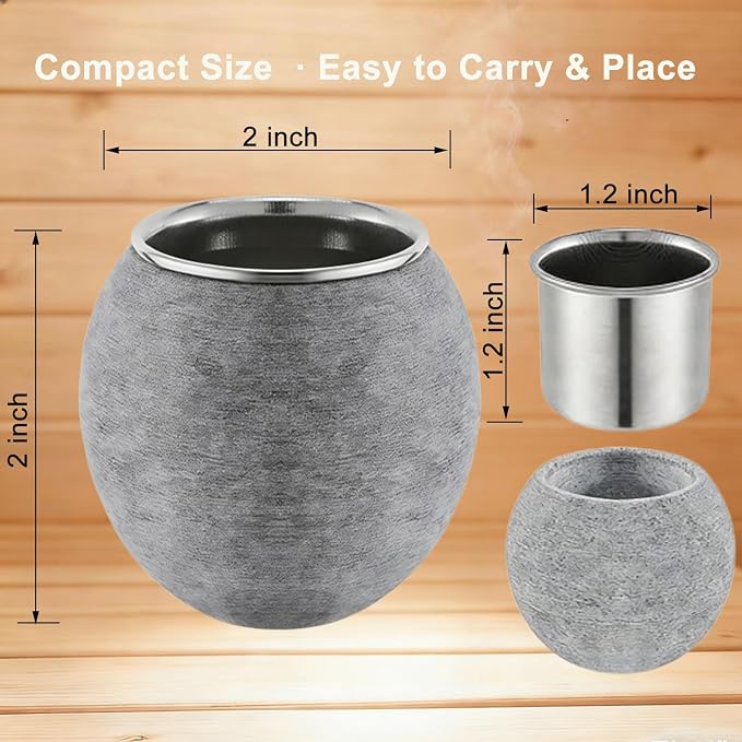 Sauna Aromatherapy Stone Cup, Heat-Resistant Sauna Essential Oil Diffuser, Small Aromatherapy Bowl with Stainless Steel Diffuser for Spa Yoga