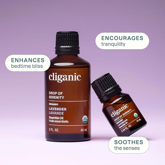 Cliganic Organic Lavender Essential Oil - 100% Pure Natural Undiluted, for Aromatherapy Diffuser | Non-GMO Verified