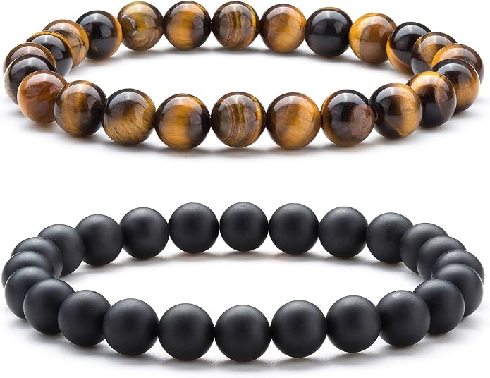 Men Women 8mm Natural Stone Lava Rock Diffuser Bracelet Elastic Yoga Agate Beads Bracelet Bangle