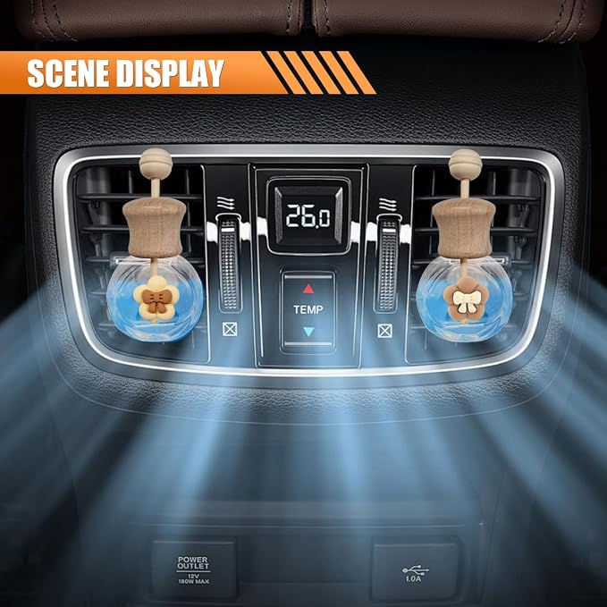 2PCS Car Diffuser Bottle with Vent Clip, Refillable Empty Glass Bottles for Essential Oil, Cute Bow Car Air Outlet Trim Clips, Auto Interior Decoration Accessory for Cars Bedroom Office (Bow)