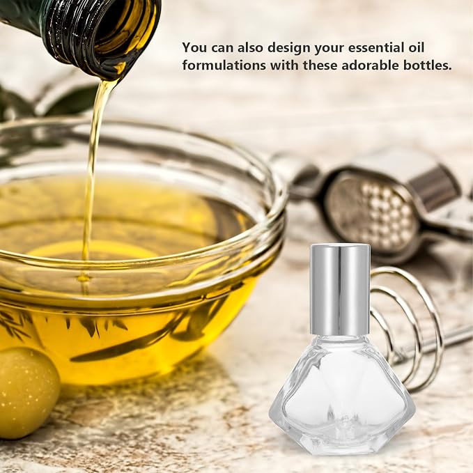 Beaupretty 12pcs 8ml Glass Roller Bottles with Silver Cap and Stainless Steel Ball Refillable Essential Oil Roll on Bottles for Aromatherapy and Perfume Portable Travel Kit