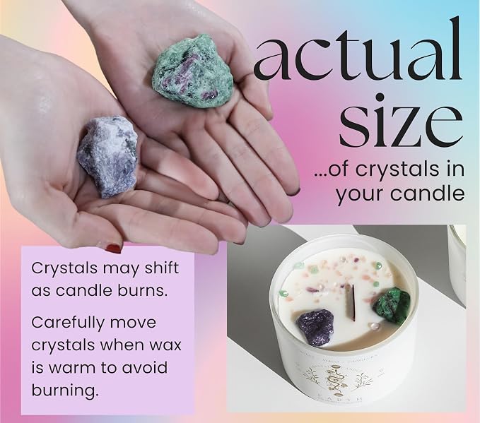 Taurus Virgo Capricorn Gifts for Women - 12oz Wood Wick Candles that Crackle with Crystals and Healing Stones. Healing Crystal Candles for Women Home Scented. Soy Wax, for Zodiac Birthdate