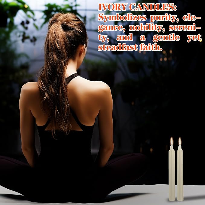 Kunrsug 24 Pack Ivory Color Spell Chime Candles – Premium Mini Unscented Taper Candles for Rituals, Prayer, Birthdays, Meditation, Altar, Spells, Chime Candles - 4 Inch Tall - Ideal for Witches