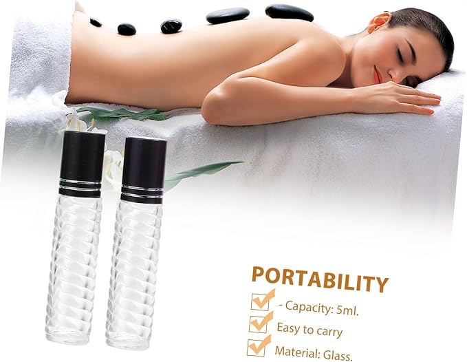 Mobestech 12pcs 5ml Glass Roller Ball Bottles Essential Oil Bottle Kit Refillable Mini Perfume Portable for Travel and Aromatherapy Use Random Color