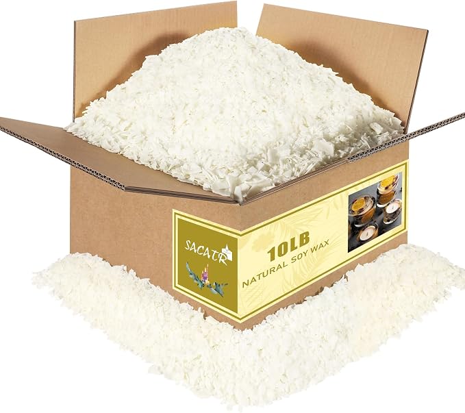 SACATR 10LB Soy Wax for Candle Making, 100% Soy Wax - Natural Candle Wax- No additives and Pure, Premium Quality Candle Wax for Candle Making