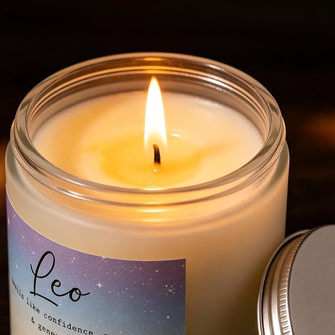 Leo Candle, Leo Gifts for Women, Birthday & Housewarming Gifts, Perfect Presents for Birthday - Lavender & Eucalyptus Soy Wax Scented Candle, 7OZ
