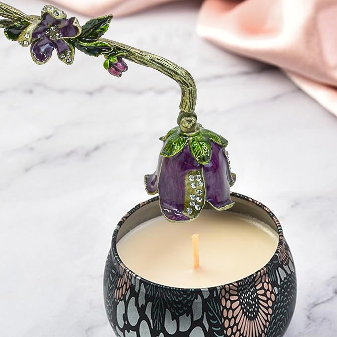 Candle Snuffer, Decorative Candle Extinguisher Snuffer with Long Handle, Vintage Metal Candle Tool for Putting Out Candle Flame Safely (Purple)