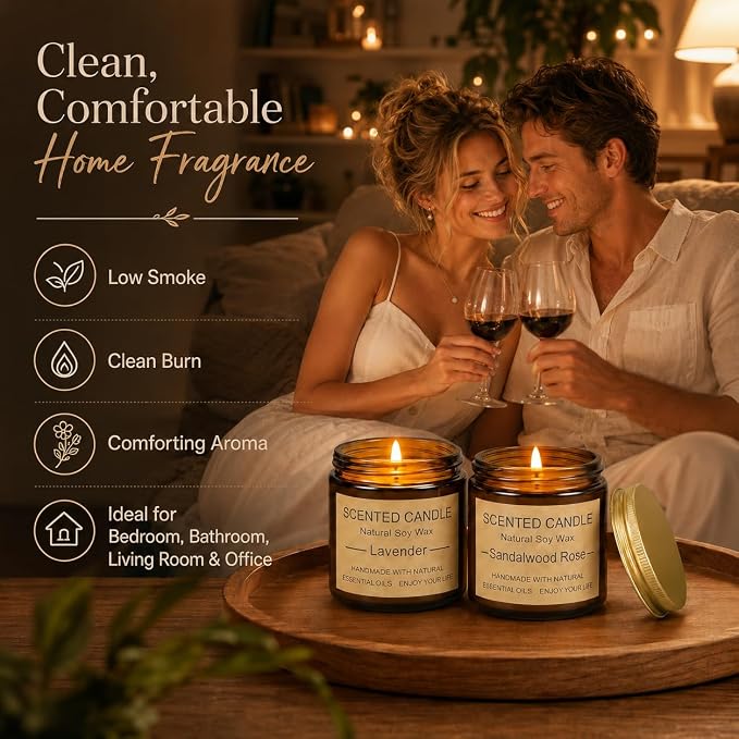 8 Pack Scented Candles, Natural Soy Wax with Elegant Packaging - Reassuring Gifts for Women and Men, Suitable for Valentine's Day, Mother's Day and Christmas